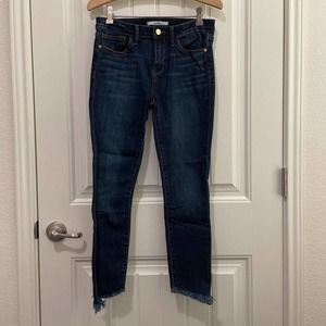 Sam Edelman The Kitten Mid-Rise Skinny Ankle Slim Jeans Blue Frayed Hem 28 New